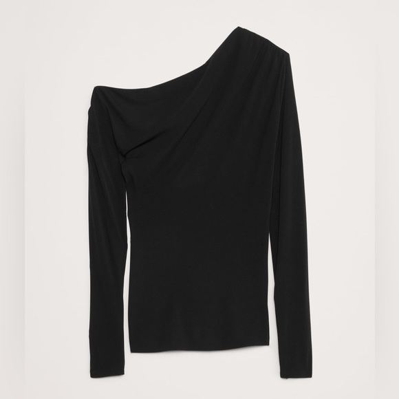 NWT Banana Republic Crepe Knit Twisted Long Sleeve Black Top Size Small. - Picture 4 of 8